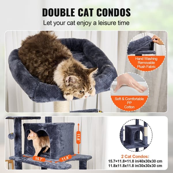 Kattträd 68,5" Kattorn med Kattkondos Sisal Skrapstolpe Mörkgrå, Stabil och Hållbar Design