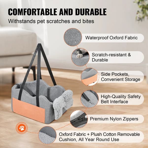 Center Console Hundsäte, Booster Säte för Liten Hund upp till 8 lbs, Bilaccessoar för Djur