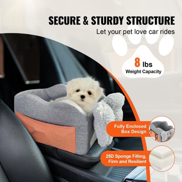 Center Console Hundsäte, Booster Säte för Liten Hund upp till 8 lbs, Bilaccessoar för Djur