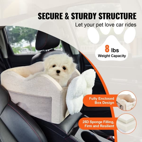 Center Console Hunde Autostol, Booster til Lille Hund op til 8 lbs, Sikker og Komfortabel Transport, Let at Installere