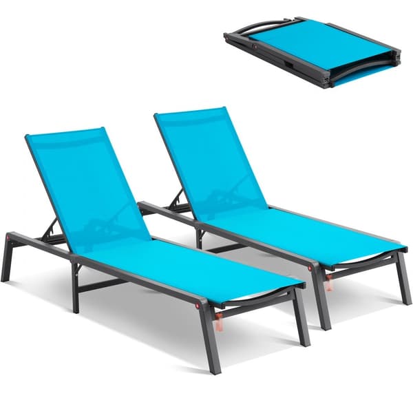 Uteastol, Justerbar Chaise Lounge 5 Positioner, 2 st, Perfekt för Patios och Trädgårdar