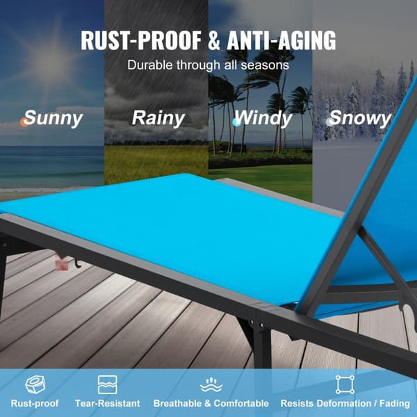 Utomhus Värmestol 5-positioner, Justerbar Lounge Chair för Patio, Bekväm och Hållbar