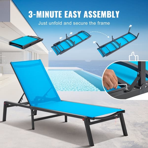 Utomhus Värmestol 5-positioner, Justerbar Lounge Chair för Patio, Bekväm och Hållbar