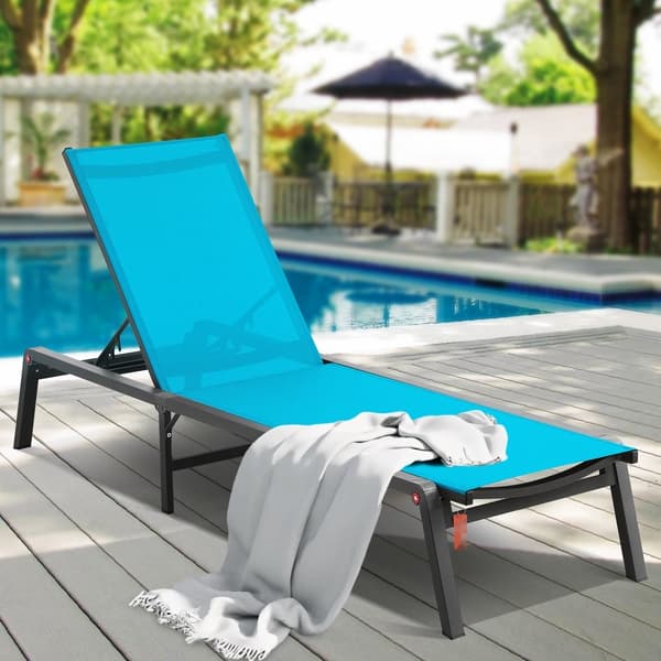 Utomhus Värmestol 5-positioner, Justerbar Lounge Chair för Patio, Bekväm och Hållbar