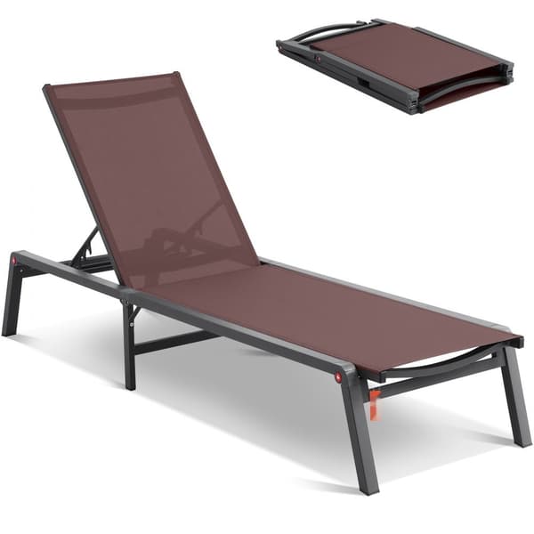 Utomhus Chaise Lounge Stolen, Justerbar 5-position, Patio Loungestol, Bekväm och Hållbar