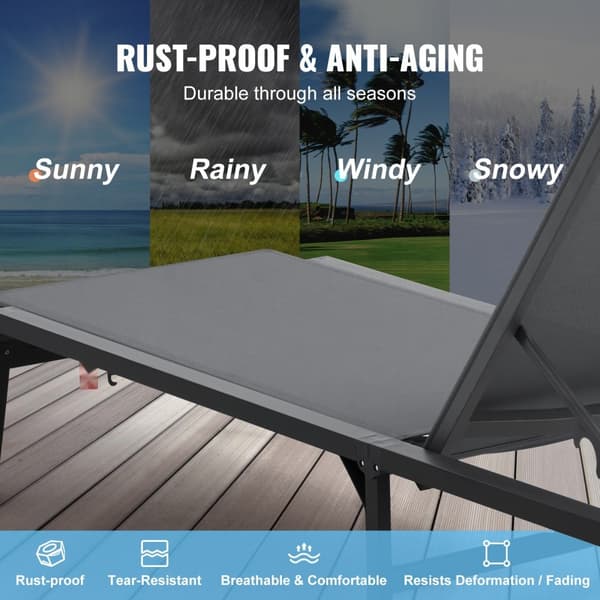 Justerbar Chaise Lounge Stol, Udendørs Patio Lounge, 5-positioner, Komfortabel og Stilfuld
