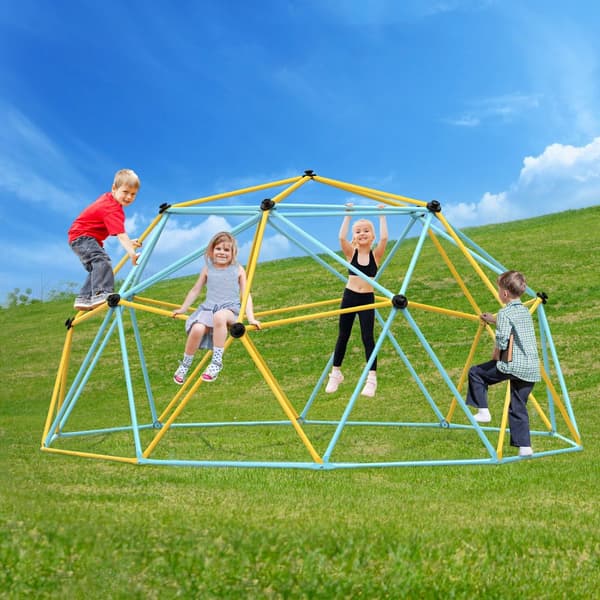 Klattdom, 10FT geometrisk klättringslekplats för barn 3-10 år, Jungle Gym med 750 LBS stöd och enkel montering