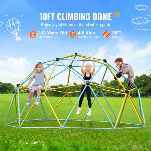 Klattdom, 10FT geometrisk klättringslekplats för barn 3-10 år, Jungle Gym med 750 LBS stöd och enkel montering