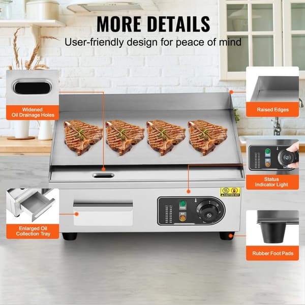 Kommersiell Elektrisk Grill 2800 W Plattgrill, Bänkskiva, Justerbar Temperatur 50-300°C