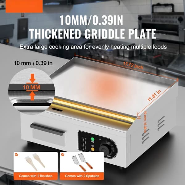 Kommersiell Elektrisk Grill 2800 W Plattgrill, Bänkskiva, Justerbar Temperatur 50-300°C