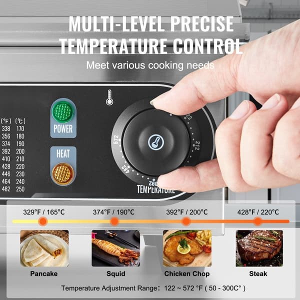 Kommerciel elektrisk bageplade 3200W, bordplade med halvrund top, grill 50℃-300℃, hurtig opvarmning, effektiv madlavning