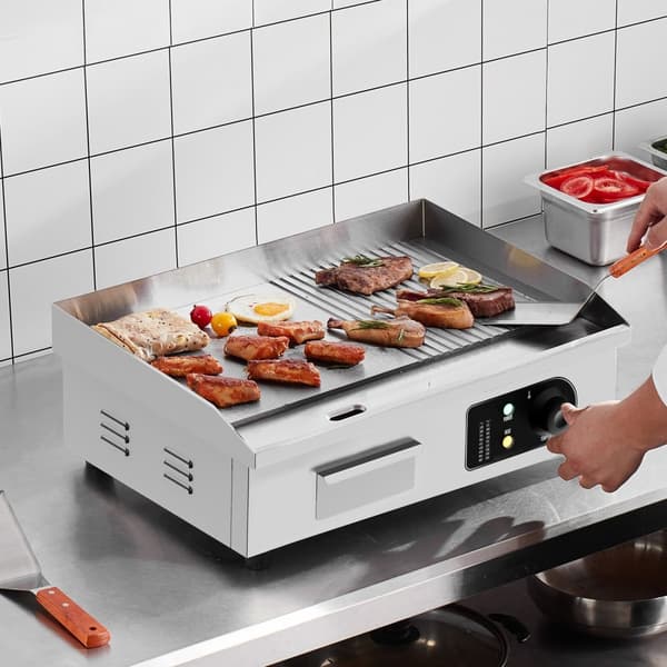 Kommerciel elektrisk bageplade 3200W, bordplade med halvrund top, grill 50℃-300℃, hurtig opvarmning, effektiv madlavning