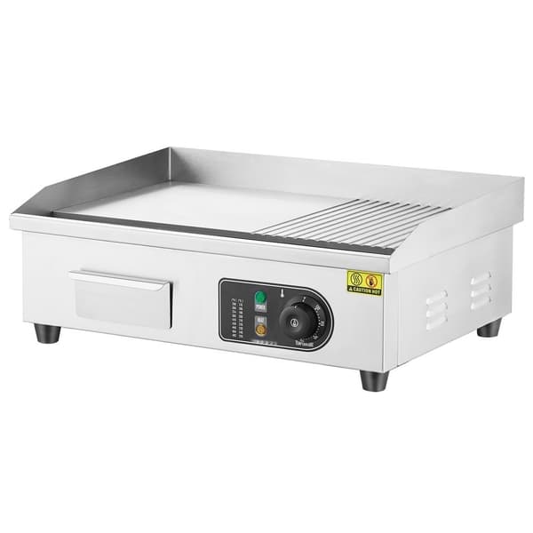 Kommerciel elektrisk bageplade 3200W, bordplade med halvrund top, grill 50℃-300℃, hurtig opvarmning, effektiv madlavning