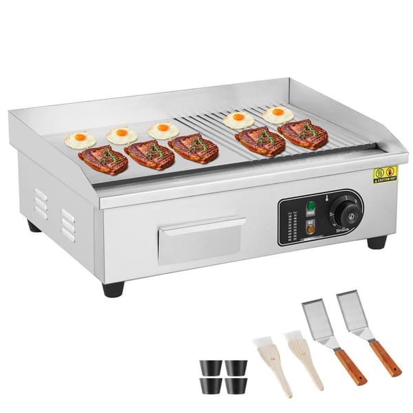 Kommerciel elektrisk bageplade 3200W, bordplade med halvrund top, grill 50℃-300℃, hurtig opvarmning, effektiv madlavning