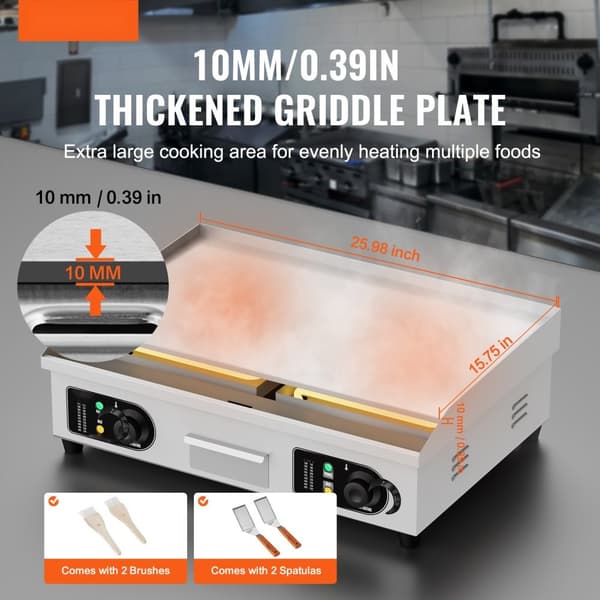 Kommerciel elektrisk bageplade 4000 W, bordplade flad grill, temperaturinterval 50℃-300℃, hurtig opvarmning