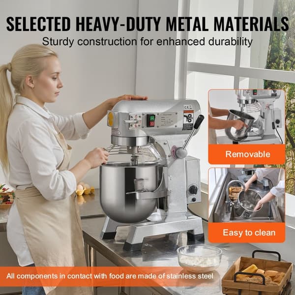 Kommersiel Madblander 10L 3-Hastigheder Stand Mixer 550W til Restaurant