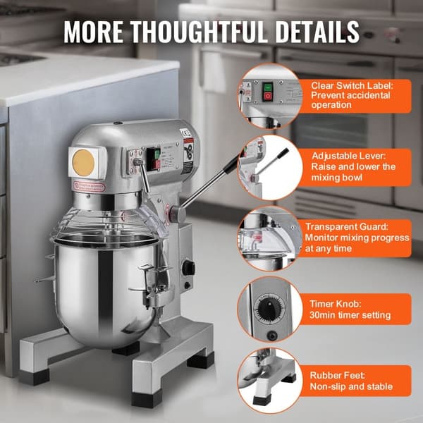 Kommersiel Madblander 10L 3-Hastigheder Stand Mixer 550W til Restaurant