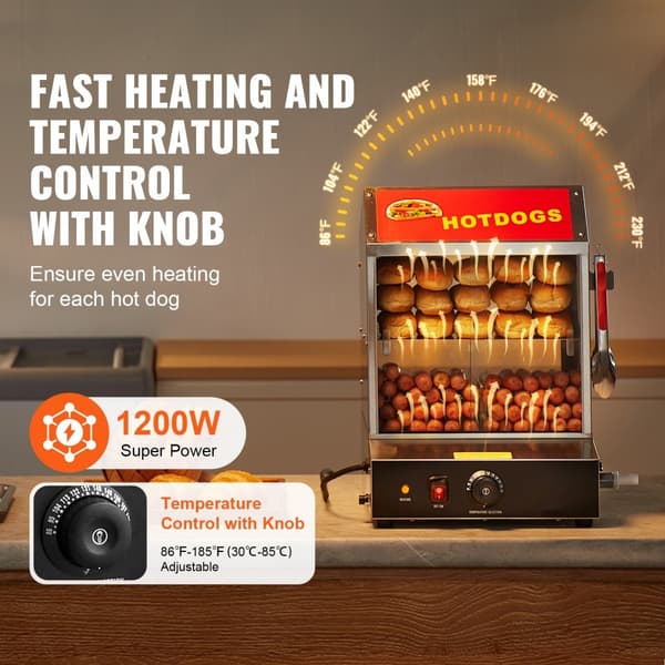 Kommerciel hotdog-damper 2-trins elektrisk bollevarmer 27L med skydedøre, effektiv madlavning, høj kapacitet, hurtig opvarmning