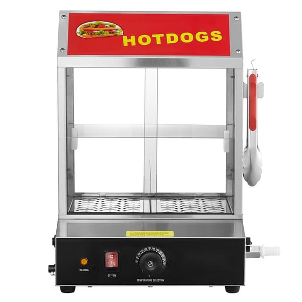 Kommerciel hotdog-damper 2-trins elektrisk bollevarmer 27L med skydedøre, effektiv madlavning, høj kapacitet, hurtig opvarmning