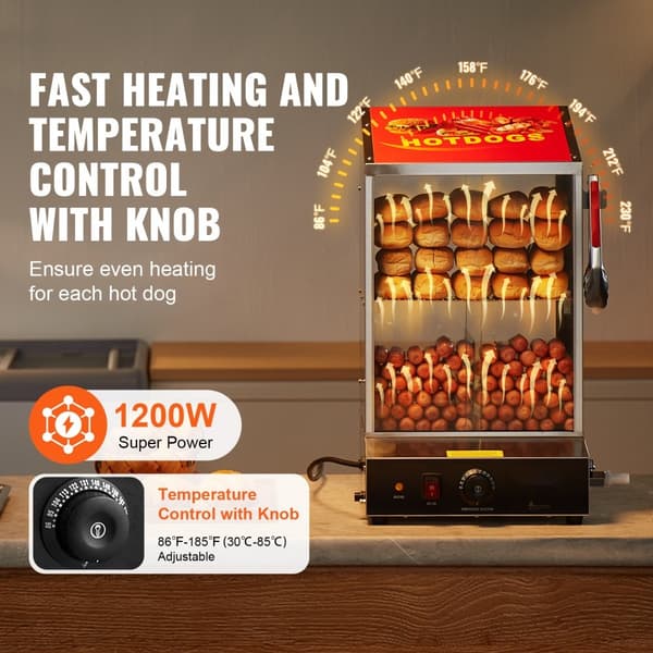 Kaupallinen Hot Dog Steamer, 2-tasoinen sähköinen pullalämmitin, 37L liukuovet, tehokas lämmitys, kestävä rakenne