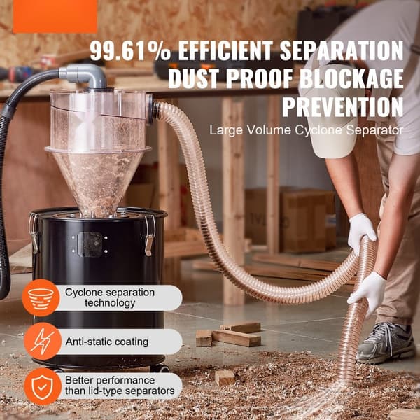 Cyclone Dammsugare Separator 4" för 18,9-37,85L tank, effektiva dammseparatorer, förbättrad sugkraft