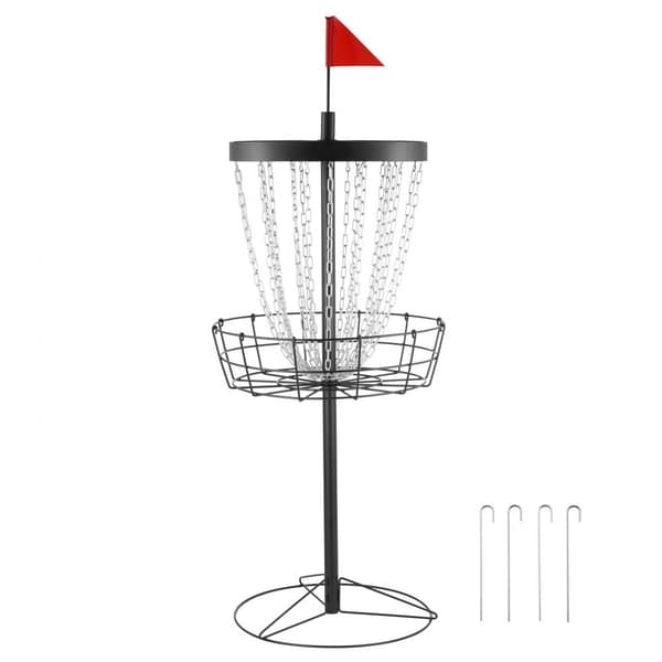 Disc Golfkorg, 24 kedjor, bärbar disc golf-mål, kraftig stål, träning, inomhus och utomhus