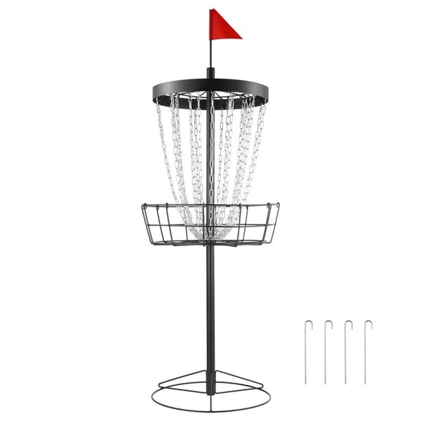 Disc Golfkorg, 24 kedjor, bärbar disc golf-mål, kraftig stål, träning, inomhus och utomhus