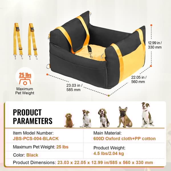 Koiran turvaistuin - Dog Booster, autoon pienille koirille (max 25 lbs), musta, turvallinen ja mukava vaihtoehto