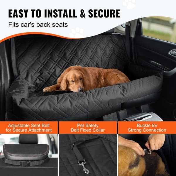 Hunde Booster Autostol, Pet Auto Autostol til Mellemstore og Store Hunde op til 45 kg, Sort, Sikkerhedssele, Komfortabel Design, Letvægts