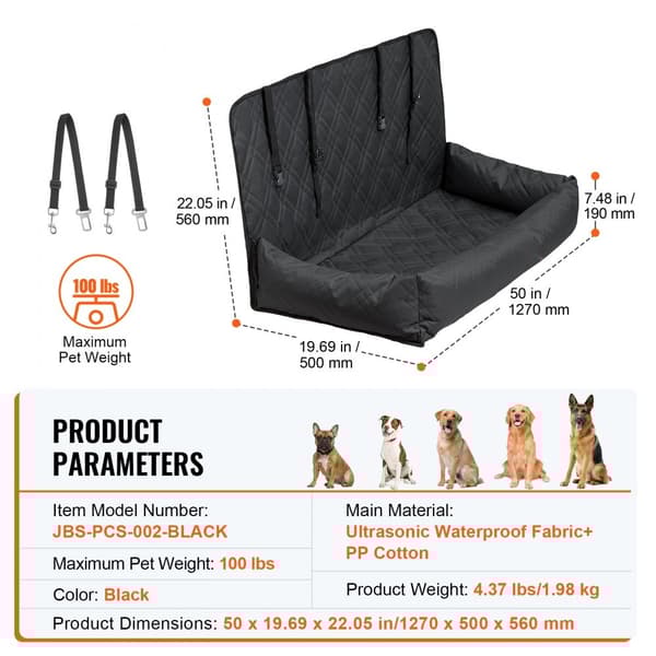 Hunde Booster Autostol, Pet Auto Autostol til Mellemstore og Store Hunde op til 45 kg, Sort, Sikkerhedssele, Komfortabel Design, Letvægts