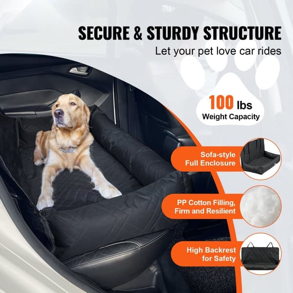 Hunde Booster Autostol, Pet Auto Autostol til Mellemstore og Store Hunde op til 45 kg, Sort, Sikkerhedssele, Komfortabel Design, Letvægts