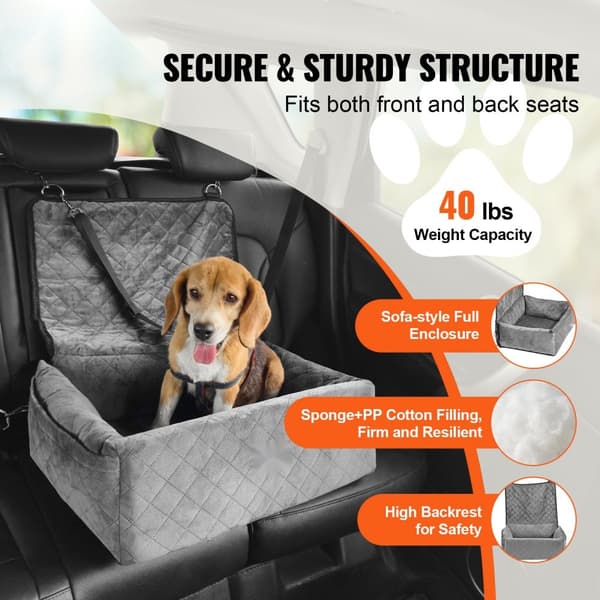 Hunde Booster Autostol, Pet Auto Autostol til små og mellemstore hunde op til 18 kg, Grå, sikkerhed og komfort