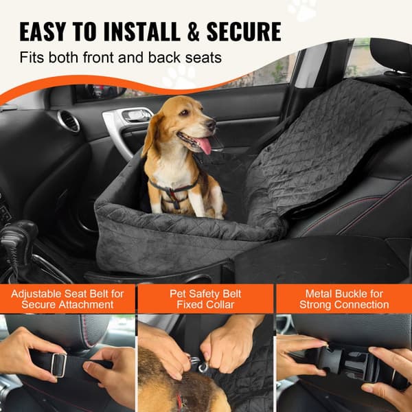 Hundeforstærker Autostol, Pet Autostol til små og mellemstore hunde op til 40 lbs, komfortabel og sikker, sort design