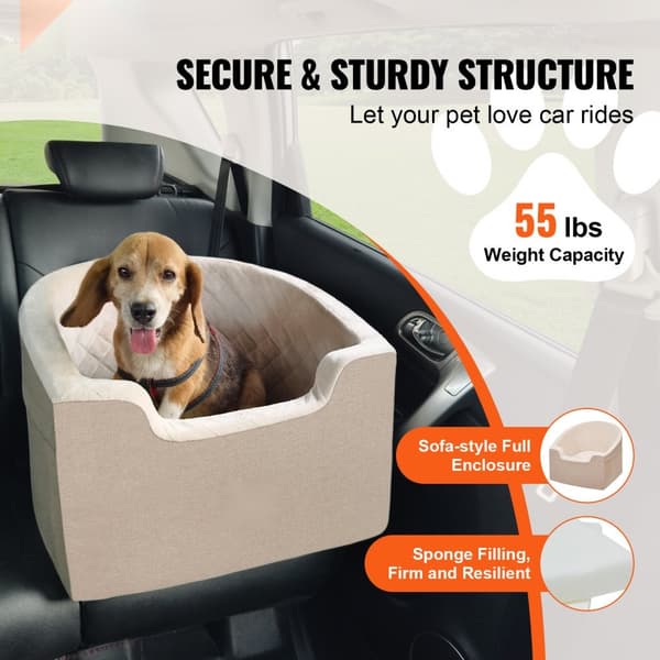 Dog Booster Autostol til små og mellemstore hunde op til 25 kg, brun, sikkerhedssele og behagelig siddeplads