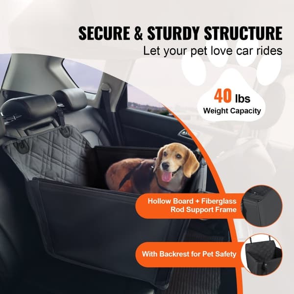 Hundesæde til bil, Dog Booster, komfortabel autostol til små og mellemstore hunde op til 18 kg, sort