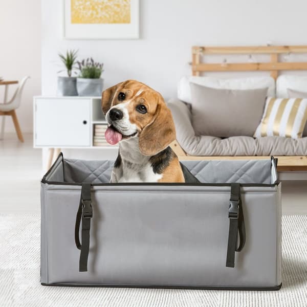 Hunde Booster Autostol, Pet Auto Sæde til Små og Mellemstore Hunde op til 18 kg, Grå, Sikker og Komfortabel