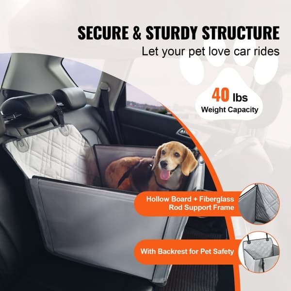 Hunde Booster Autostol, Pet Auto Sæde til Små og Mellemstore Hunde op til 18 kg, Grå, Sikker og Komfortabel