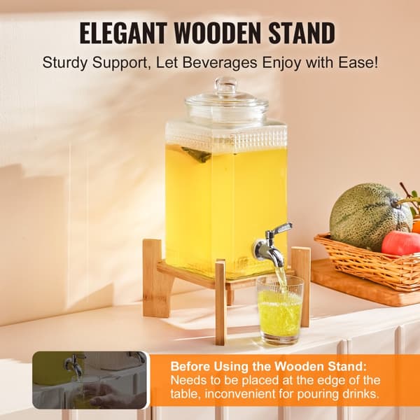 Drikkevaredispenser 1,5 gallon, glass juicedispenser med stativ, rustfrit stål, perfekt til fester, iste og limonade