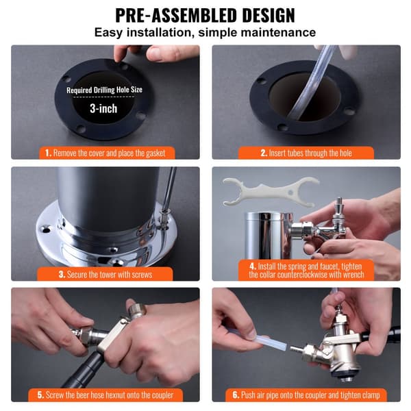 Kaksiputkinen Oluthana, Olutkaappi, A-Järjestelmän Tynnyriliitin, Kegerator Tower Kit, Helppokäyttöinen Olutnannostelija