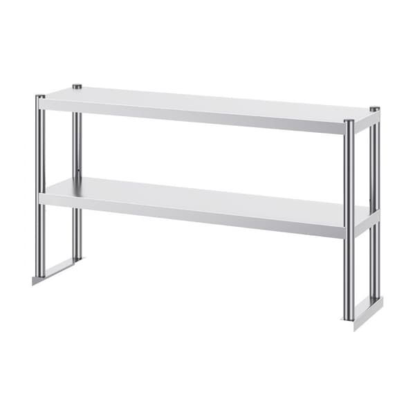 Dubbel överhylla i rostfritt stål, 2-vånings, 12"x48", förberedande bord, hållbar design, enkelt att installera