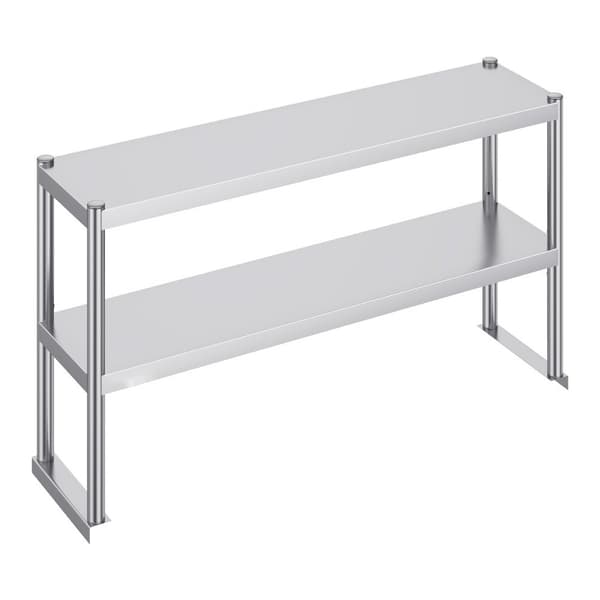 Dubbel överhylla i rostfritt stål, 2-vånings, 12"x48", förberedande bord, hållbar design, enkelt att installera