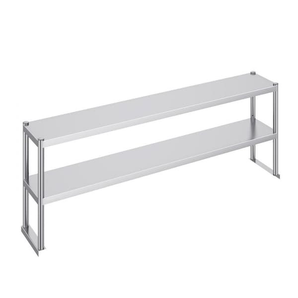 Ruostumattomasta teräksestä valmistettu kaksinkertainen ylähylly, 2-tasoinen, 12"x72", valmistelupöytään täydellinen ratkaisu