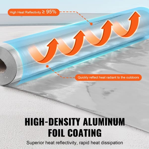 Dobbeltreflekterende isoleringsrullevævet stof, Radiant Barrier, 48"x250ft, højt isoleringsniveau, energieffektiv, holdbart materiale