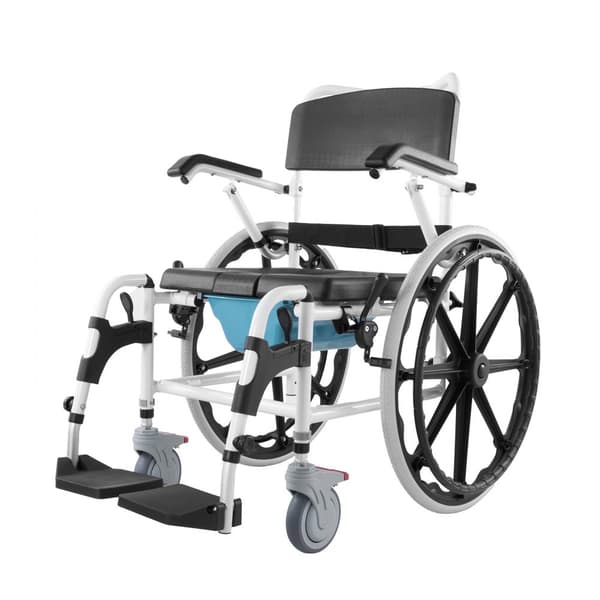 Duschrullstol 17,5 tum, toalettstol i aluminium för funktionshindrade, ergonomisk design, lättviktig och hållbar