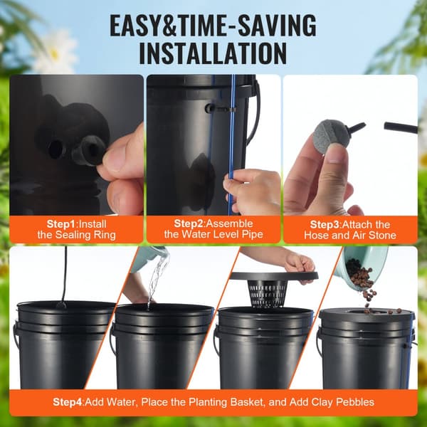 DWC Hydroponics Växtsystem Djupvattskultur 4 hinkar med luftpump, effektiv växttillväxt, lättanvänd och energibesparande