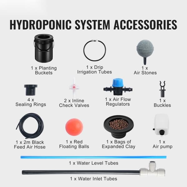 DWC Hydroponics Kasvujärjestelmä, Syvävesiviljely, Ylätiputus, 1 Ämpäri 5 Gallonaa