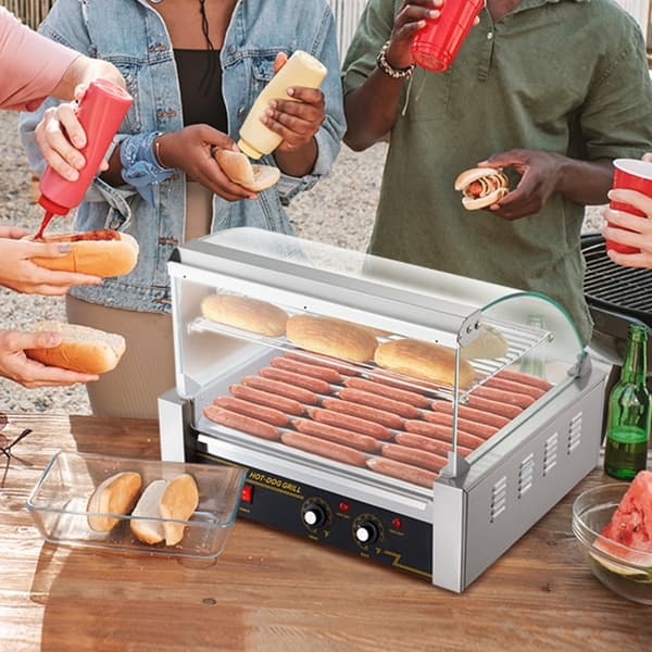 El-30 Hot Dog 11 Rullegrill Komfur med Backsplash og Hylde, 2,2KW, Effektiv og Holdbar