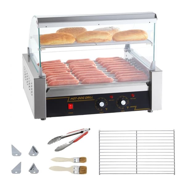 El-30 Hot Dog 11 Rullegrill Komfur med Backsplash og Hylde, 2,2KW, Effektiv og Holdbar
