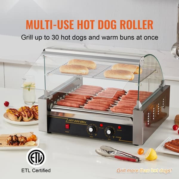 El-30 Hot Dog 11 Rullegrill Komfur med Backsplash og Hylde, 2,2KW, Effektiv og Holdbar