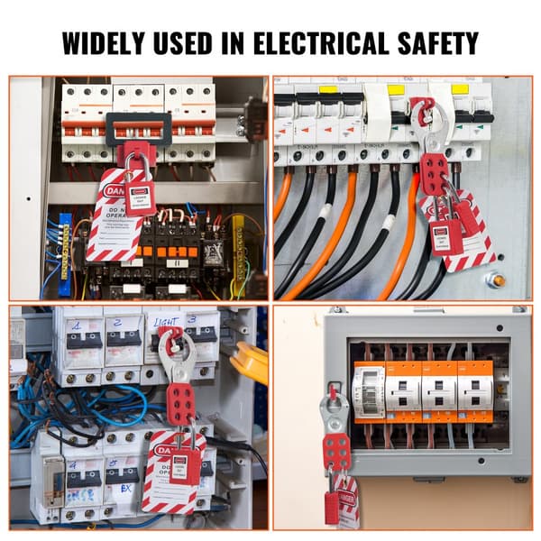 Elektrisk Lockout Tagout Kit, 59 dele sikkerhedspakke med hængelåse, hasper, mærkater, binder, stik lockout, kamafbryder